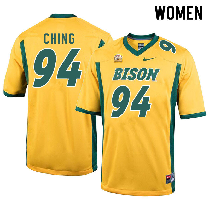 Women #94 Costner Ching North Dakota State Bison College Football Jerseys Sale-Yellow